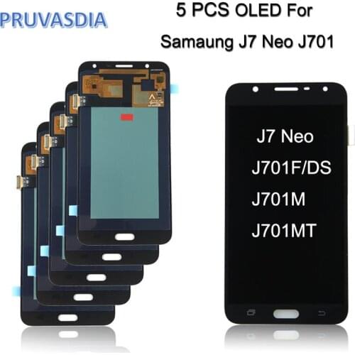 5 Piece/lot OLED J701 LCD For SAMSUNG Galaxy J7 Neo LCD Display J701 J701F J701M J701MT Touch Screen LCD Assembly Replacement