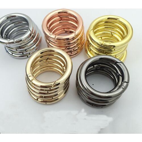 5pcs/lot Out Size 25mm 28mm Rose Gold/Gold/Bronze Key Chains with Spring Buckle (Never Fade) Split Ring Key Rings For Bag