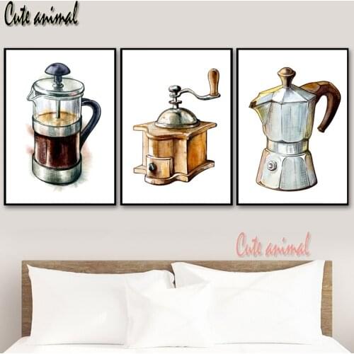 Full Drill Square Diamond Painting Kits Coffee machine Diamond Art Embroidery Decorations For Home Mosaic Handmade Gift 3 PCS