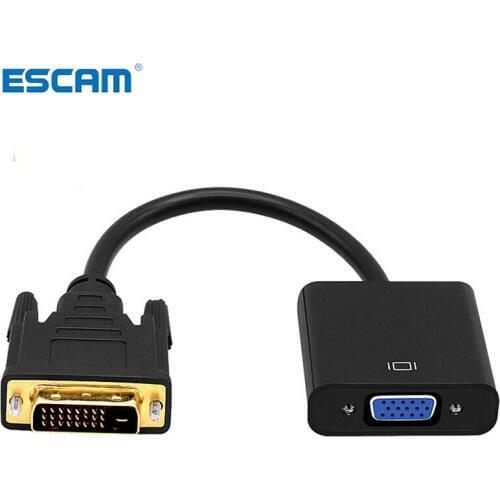 ESCAM Full HD 1080P DVI-D to VGA Adapter 24+1 25Pin Male to 15Pin Female Cable Converter for PC Computer HDTV Monitor Display