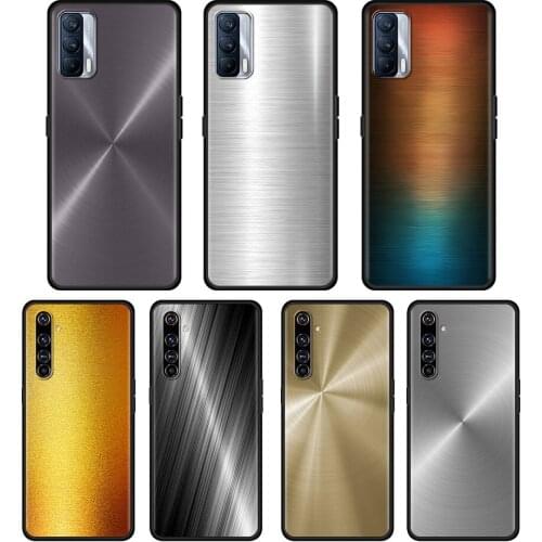 Dark Brushed Metal Texture Call Phone Case For Realme 8 C21 6 Pro 7 C3 GT Master XT C11 2021 5 C15 C12 X50 5G X7 V13 C21Y Cover