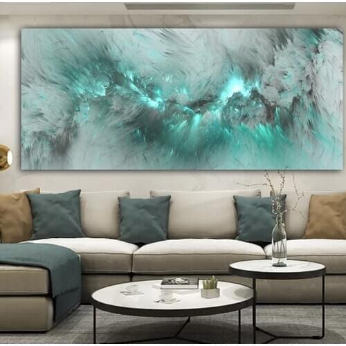Wangart light blue Cloud Abstract Oil Painting Think Independe Wall Picture For Living Room Canvas Modern Art Poster And Print