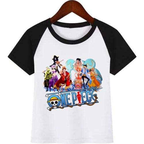Children One Piece Japanese Anime T-shirt Diy Print T Shirt Baby Kids Funny Clothes Children Summer T-shirt