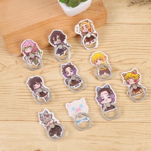 Anime Demon Slayer Kimetsu no Yaiba Cute Girls Cartoon Phone Mount Finger Ring Holder Mobile Stand Cosplay Accessories