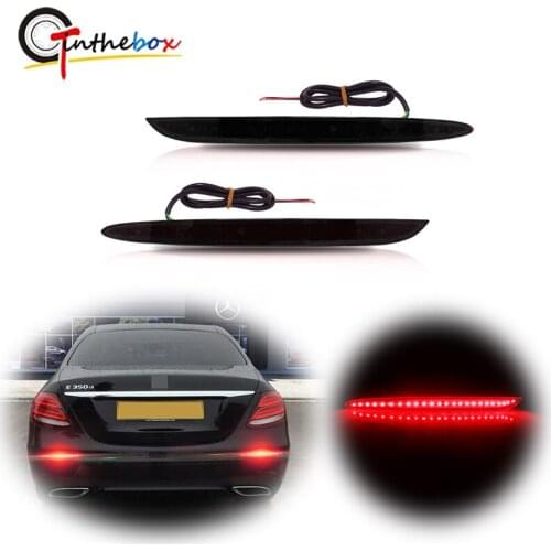 Red LED Rear Bumper Reflectors Lights For 2016-up Benz E300 E350 E400 E500, Function as Tail/Brake, Turn Signal, Rear Fog Light