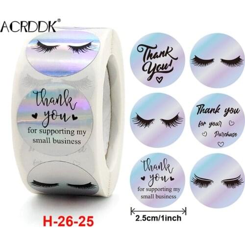 Colorful Thank You Stickers Roll 500-Count Stickers Round for Wedding Birthday Party Holiday Celebration FC