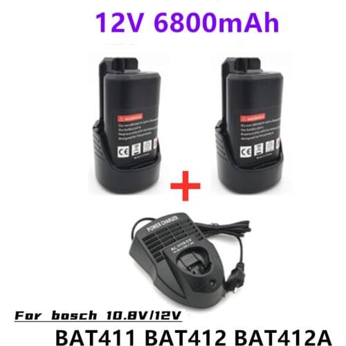 Brand new 10.8V/12V 6800mAh Li-ion Rechargeable Power Tool Battery for BOSCH Cordless Electric Screwdriver BAT411 BAT412 BAT412A