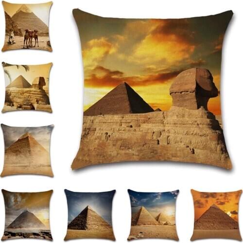 Great Pyramid of Giza print linen Cushion Cover decorative Home sofa chair car seat friend kids living room gift pillowcase