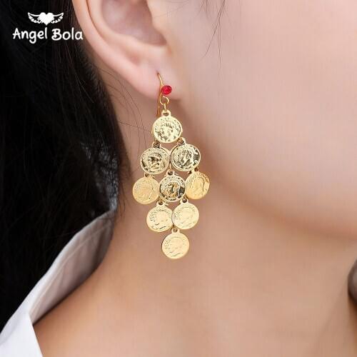 Money Metal Coin Earring Women Gold Color Muslim Jewelry Girl Arab Middle East Wholesale Turkey Coins Ancient Allah Gifts