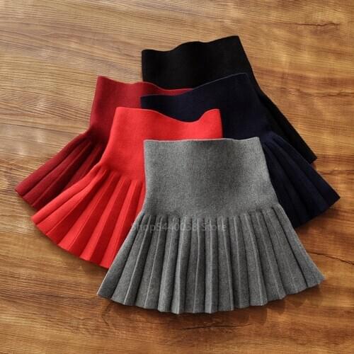 Fashion Japanese Korean Short Skirt Kid Girl School Uniform JK Sailor Elastic Hight Waist A-Line Solid Pleated Skirt Stage Dance