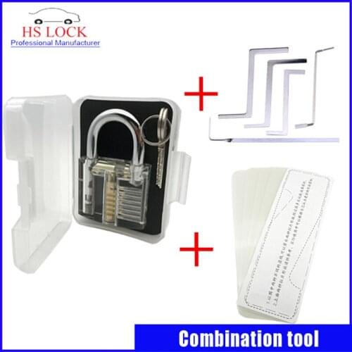 Transparent practice lock set with Nanomete Insert Sheet 5pcs Door Lock Opener with 5 pcs tension tools