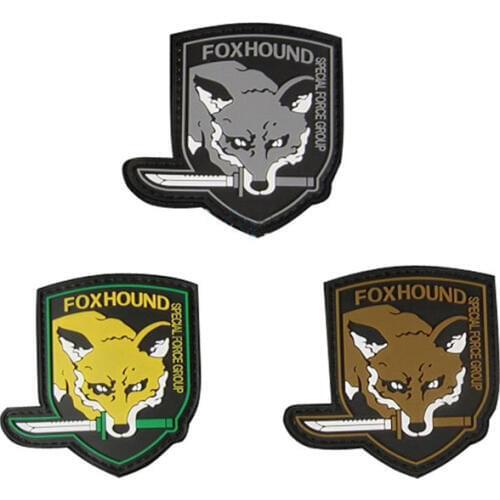 Metal Gear Solid Fox Hound Patches Special Force Group patch PVC militaires hook BACK tactical patches for coat vest