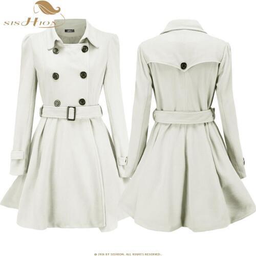 SISHION 2021 New Winter Double Breasted Overcoat Coat Women Wool Blends Coat QY0332 Long Outerwear Sashes Slim For Women Coat