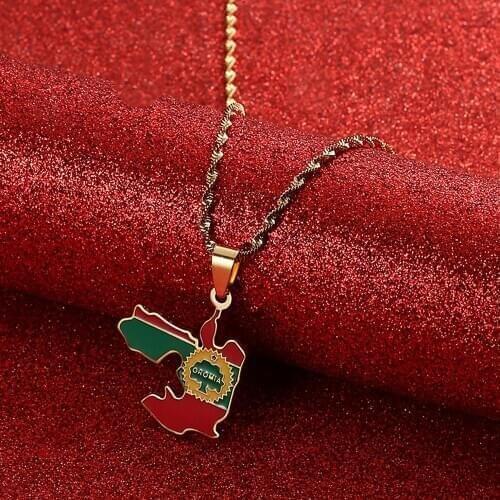 Stainless Steel Oromia Map Pendant Necklace Jewelry Oromo Map Chain Jewelry Gifts