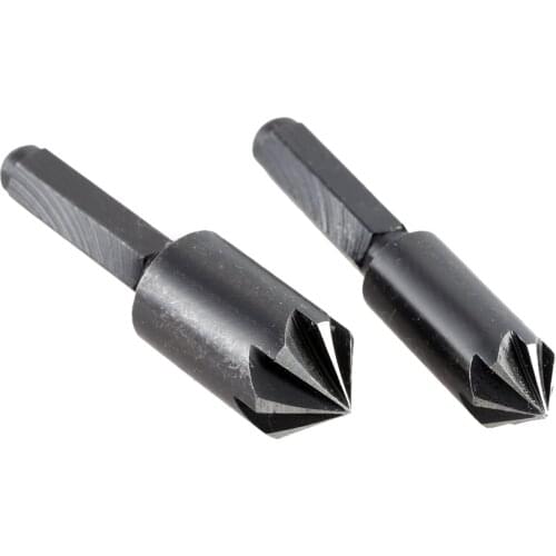 2pcs High Carbon Steel Chamfer Reamer Pratical Countersink Set Chamfering Cutter Bit Set Hole Saw Drill Seven Flute Herramientas