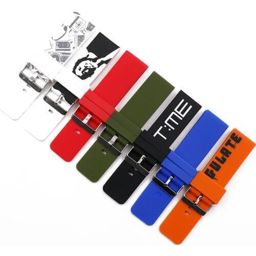 Men watch Silicone strap mens 26mm pin buckle watch accessories for Panerai Garmin sports waterproof rubber strap watch band