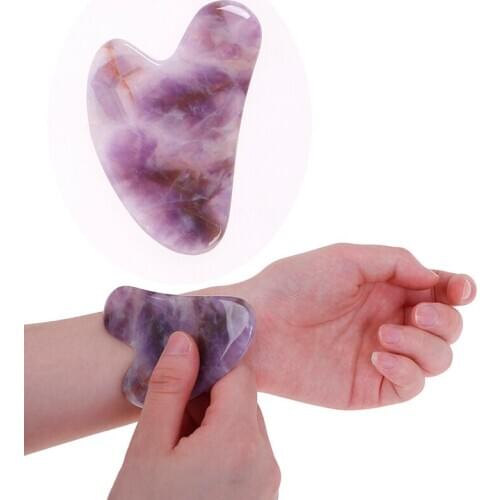 Purple Quartz Jade Guasha Board Natural Stone Scraper Chinese Gua Sha Tools For Face Neck Back Body Acupuncture Pressure Therapy