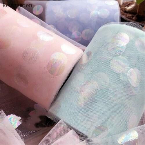 Kewgarden Reflective Laser Dot Organza Ribbons 10cm DIY Hairbow Corsage Accessories Handmade Tape Gauze Riband 10 Meters