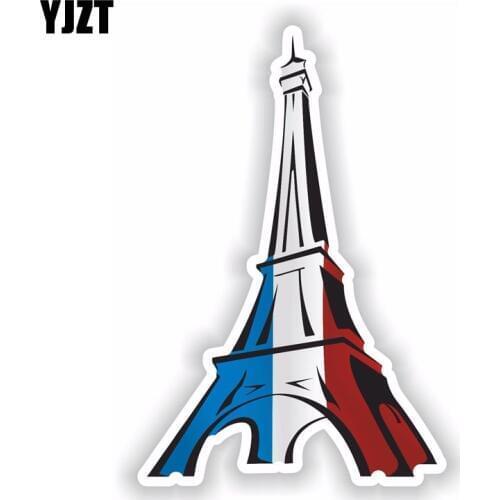 YJZT 14.4CM*9.3CM Creative Tour Eiffel Paris France Flag Decal PVC Car Sticker 6-1930