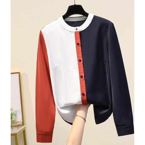 Stitch Long Sleeved Plus Size Korean Autumn Elegant Fashion Blouses And Tops WomenS Oversize Shirt Clothing 2021 Female Vintage