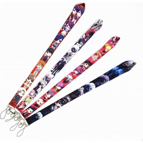 1 Pcs Cute Japan Anime Tokyo Ghoul Kaneki Ken Neck Strap Lanyards Mobile Phone Key Chain Camera ID Badge Holder Figure Toys