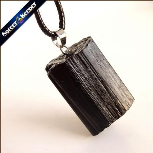 1PCS Natural Irregular Purple Raw Black Tourmaline Cubic Nuggets Rock Crystal Cluster Pendant Necklace Fit Jewelry Making BS29