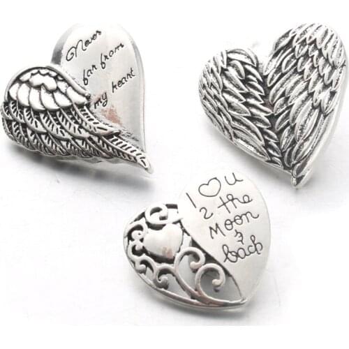 10pcs/lot Heart Snap Jewelry Boom Life Metal Rhinestone Snap Buttons Fit 18MM Snap Bracelet For Women DIY Charms 4453