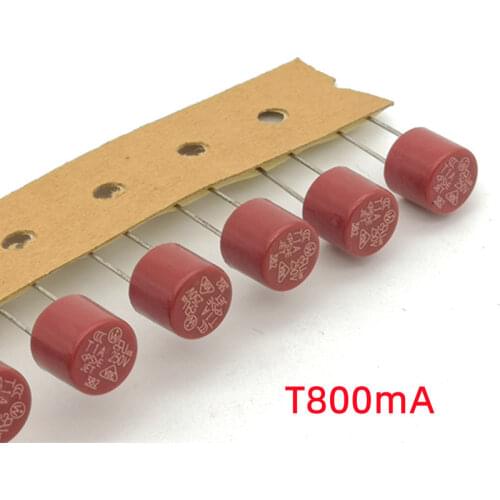 1000 pcs/lot) T800mA 250V TR5 Slow Blow Subminiature Fuse, UL VDE RoHS Approved, 800mA, 0.8 Amp