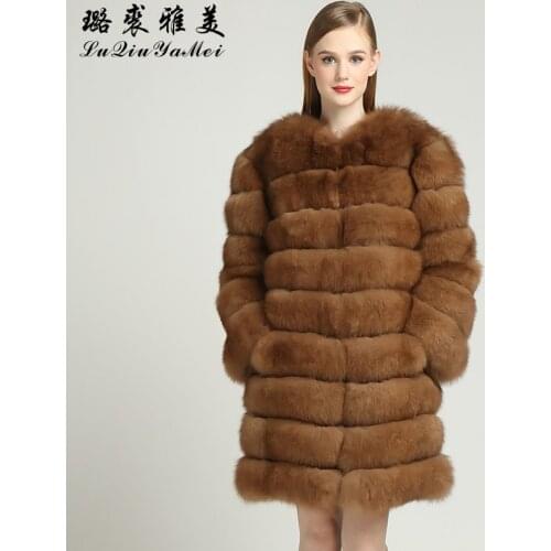 2020 Fashion Fox Fur Jackets Women Genuine Long Luxury Plus Size Vests Real Fur Russian Waistcoat Winter Coats Natural Fox Fur