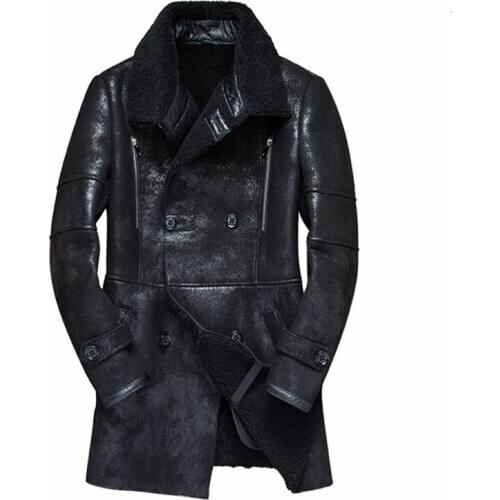 2020 Real Fur Coat Men Sheep Shearing Warm Winter Coat Men Plus Size Wool Jacket for Mens Clothing Veste Homme 7121-1 YY746