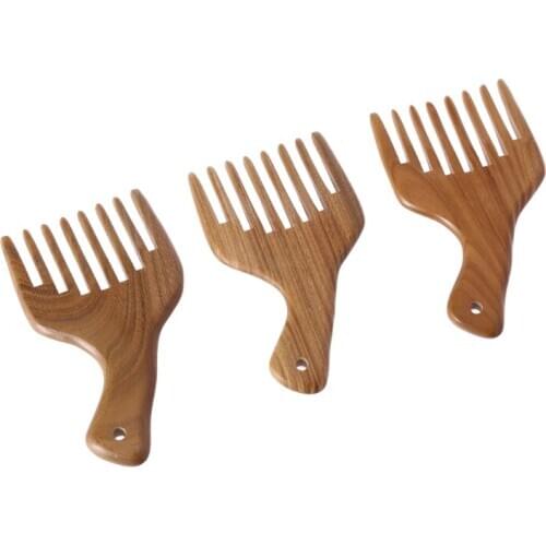2021 New Wooden Wide Tooth Comb Green Sandalwood Massage Styling Hair Care Birthday Gift