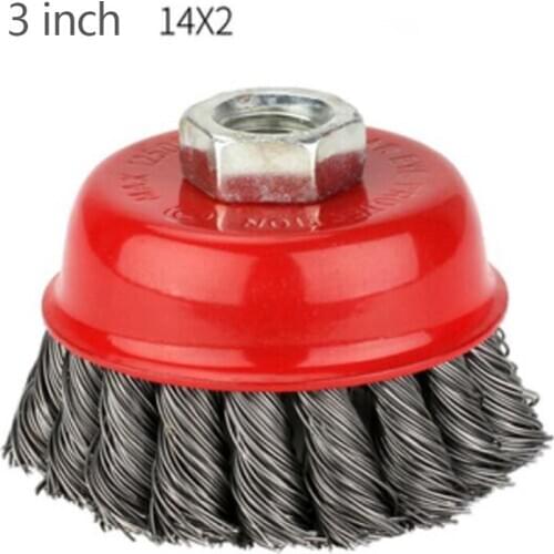 3" Twisted Steel Wire Bowl-shaped Wheel Brush with Nut M14*2/10*1.5