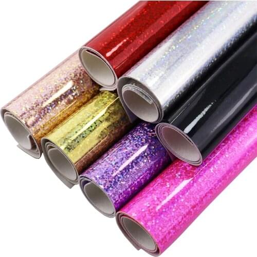 30x134cm Iridescent Holographic Mirror Shiny Faux Synthetic Leather Fabric For Bows Gift Box DIY Decoration BH402