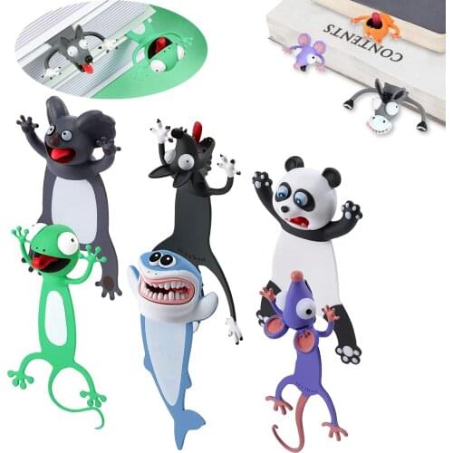 3D Cartoon Animal Bookmarks Wacky Bookmark Cute Funny Bookmarks Cartoon Eye-catching Bookmark Stationery Birthday Party Favors