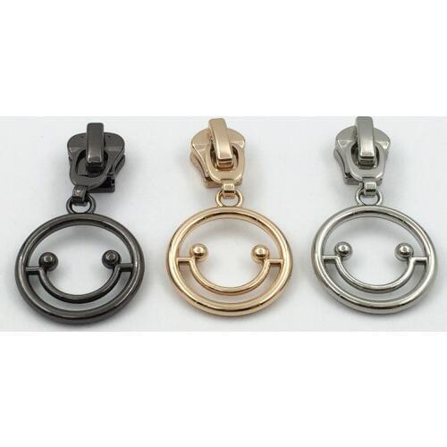 5pcs metal slider for diy metal/resin/nylon zipper repair coat bags garment zipper slider ring pull gold silver black