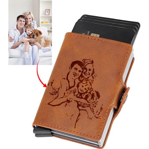 Custom Logo Men Wallets Personal Photo Engraved Wallet Unusual Personalized Original Fathers Day Gifts For Dad drop shipping