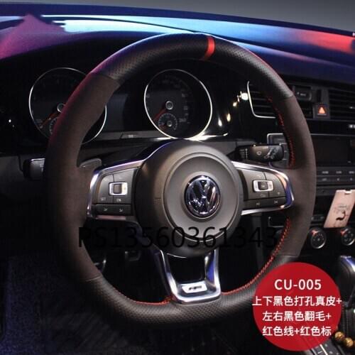 For Volkswagen Sagitar Passat Scirocco T-ROC Bora Touran Toureg hand stitched steering wheel cover leather suede grip cover