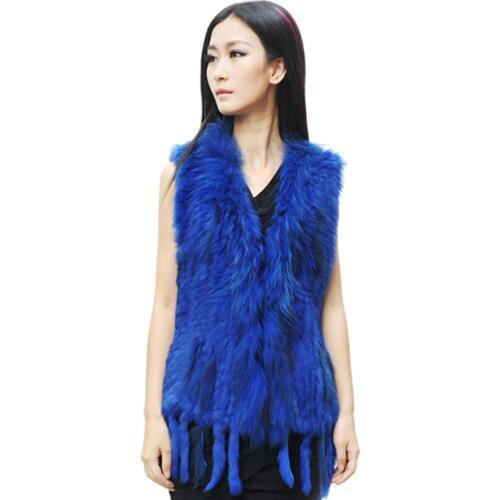CX-G-B-57B Autumn Winter Women Rabbit Fur Vest With Raccoon Fur Trim New Products