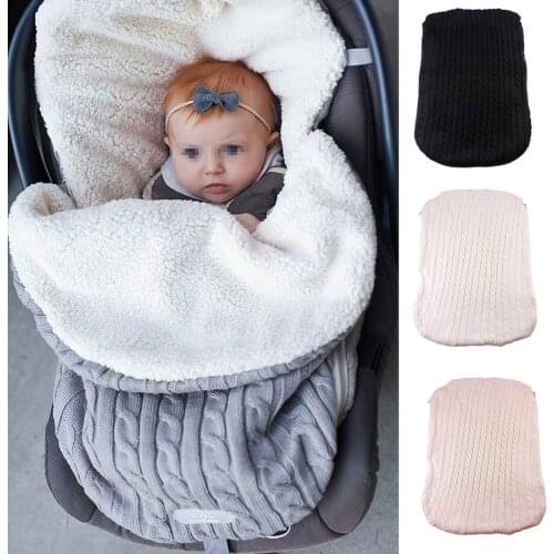 Baby Infant Knit Crochet Swaddle Wrap Fleece Warm Swaddling Blanket Sleeping Bag