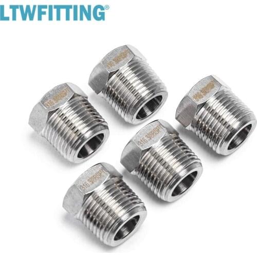 LTWFITTING Stainless Steel 316 Pipe Hex Head Plug Fittings 3/8-Inch Male BSPT Air Fuel Boat