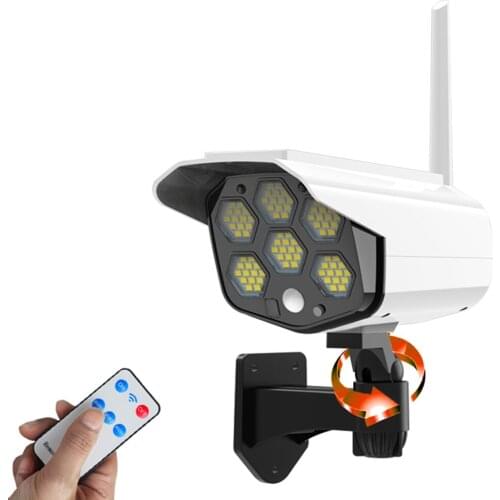 84 LED Solar Lights Outdoor Waterproof Motion Sensor Wall Lamp Fake Monitoring Lantern for Home Garden Anti theft with Remote