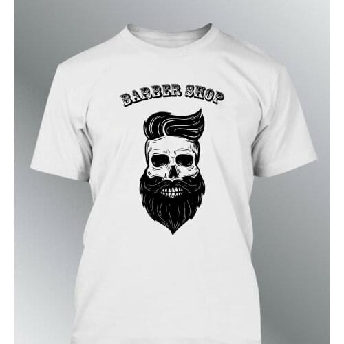 Tee Shirt Homme Hipster Skull Tete De Mort Barbu Barber Shop Barbe New Men Fashion Top Tee Free Shipping Hip Hop T Shirt