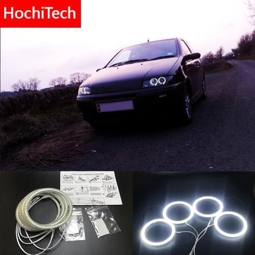 HochiTech for Fiat PUNTO mk2 1999-2010 Ultra bright SMD white LED angel eyes 2600LM 12V halo ring kit daytime running light DRL