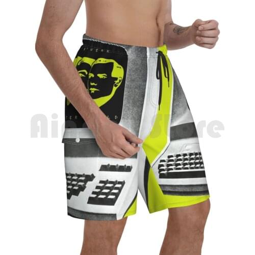 Computer World Beach Shorts Men Beach Pants Swimwear Kraftwerk Computer World Music Album Record Vinyl Band Artist