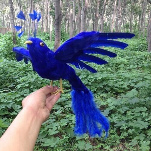 Beautiful simulation blue bird model foam & furs wings long-tail bird doll gift about 58cm 1807