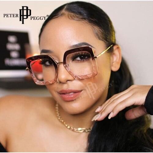 Oversized Square Glasses Women Frames Fashion Metal Classic Glasses For Men Vintage Clear prescription myopia Eyeglasses Frames