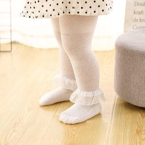 Summer new baby mesh lace pantyhose Children Cute Bowknot Mesh breathable stockings white Soft cotton thin kids girls Tights
