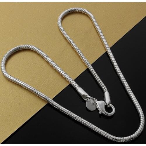 Hot classic 3MM Snake Bone Chain 925 Sterling Silver Necklace For Women Men 16/18/20/22/24 Inch Wedding Fashion Jewelry Gifts