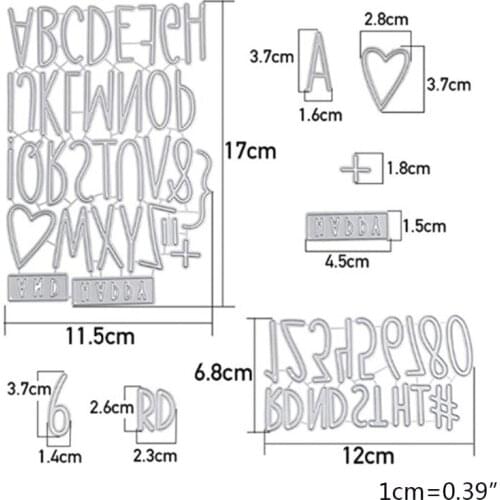 M17D Number Letters Metal Cutting Dies Stencil DIY Scrapbooking Album Paper Card Mold