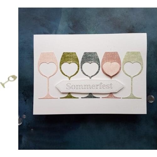 Heart-Shaped Wine Glass Metal Cutting Dies Scrapbooking Album Paper Craft Handmade Card Stencil Art Cutter